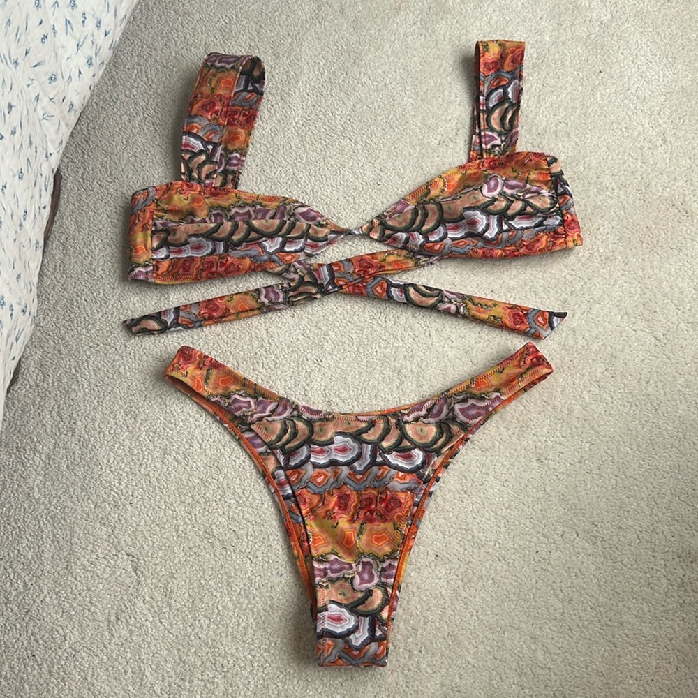 Strawberry Milk Mob Womens Bikini Set Medium Geode Print